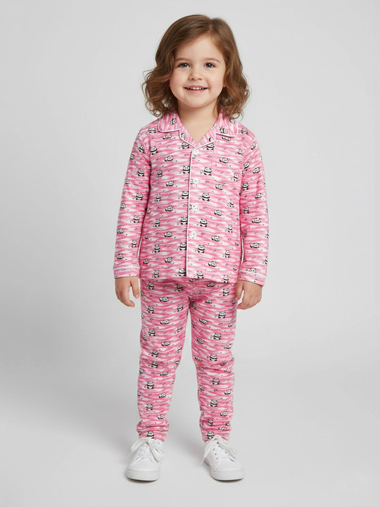 Moms Love Kid’s Panda Printed Comfortable Organic Cotton Night Suit (Pink, Pack Of 1)