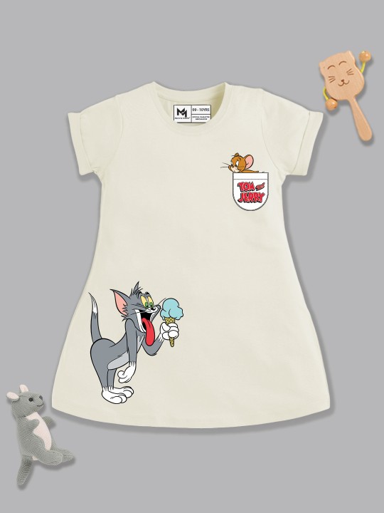 Girls Tom and Jerry Printed A-Line Dress