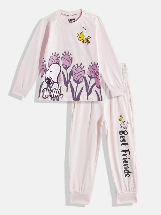 Girls Pure Cotton Snoopy Printed T-shirt with Joggers