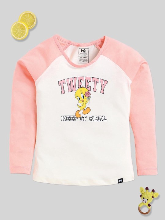 Tweety Print Raglan Sleeves Cotton Top