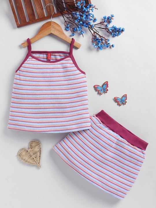 Girls Striped Top with Skirt