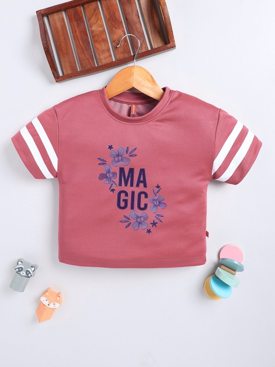 Girls Typography Printed T-shirt