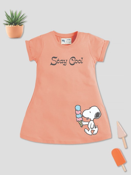Girls Peanuts Printed A-Line Dress