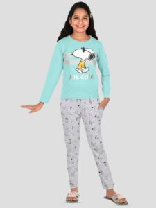 Girls Peanuts Pure Cotton Printed T-shirt with Trousers