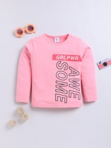 Girls Typography Printed T-shirt
