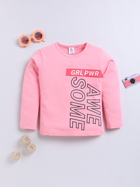 Girls Typography Printed T-shirt