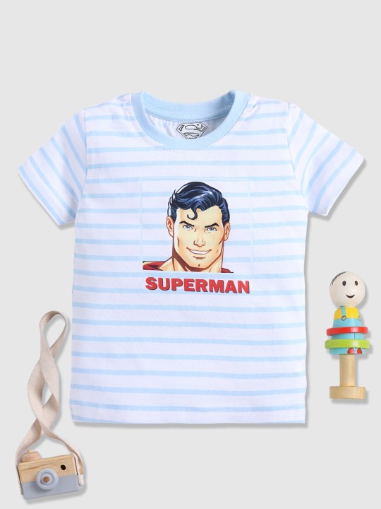 Boys’ Superman Striped T-Shirt – Blue & White
