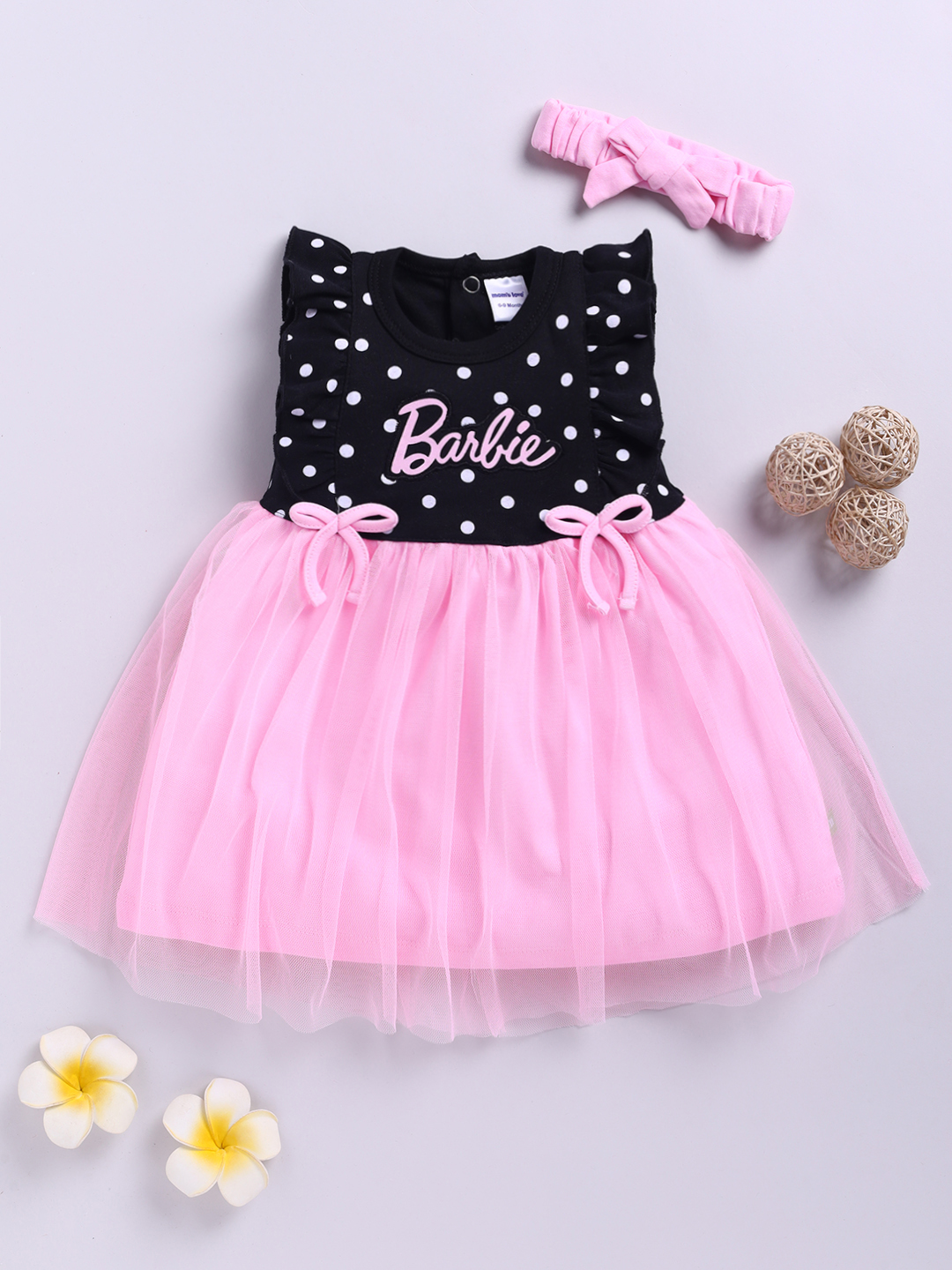 Mom’s love Barbie Printed Pure Cotton Frock and Dress for  Infant Girls ( Mauve Pack of 1)