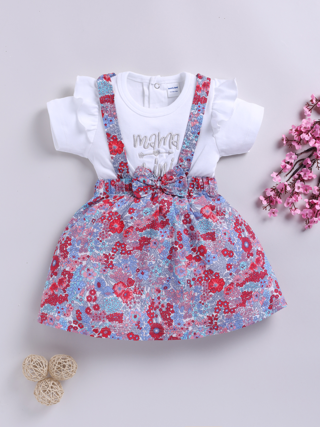 Mom’s Love Floral Printed Pure Cotton Frock And Dress For Infant Girls (Maroon, Pack Of 1)