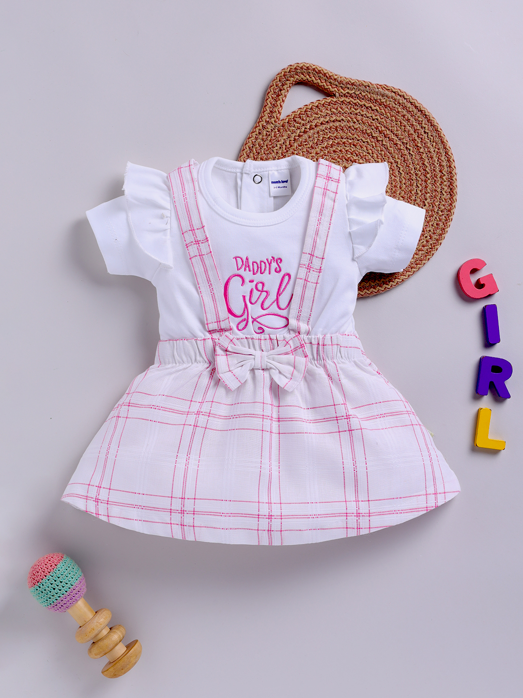 Mom’s Love Striped Printed Pure Cotton Frock And Dress For Infant Girls (Pink, Pack Of 1)
