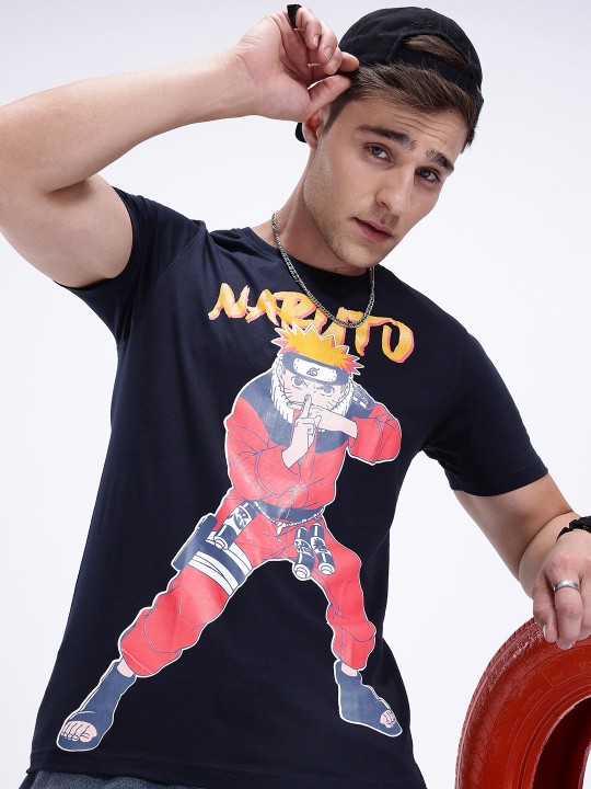 Navy Blue and Red T-Shirt for Men