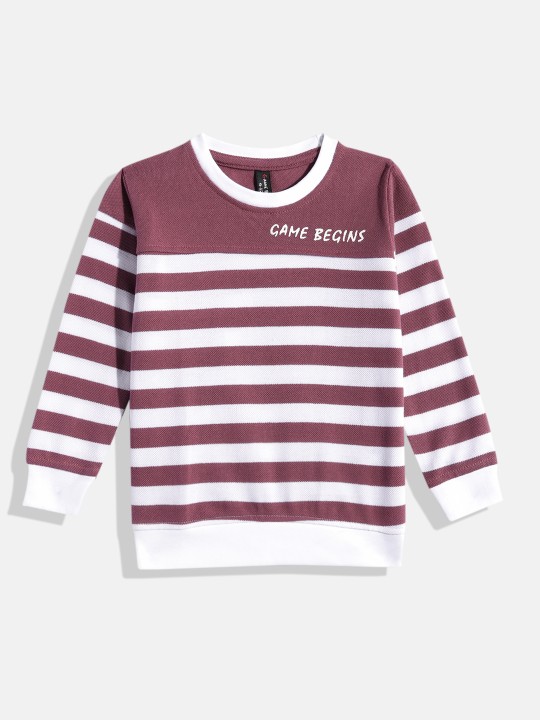 Boys Mauve and White Striped T-shirt