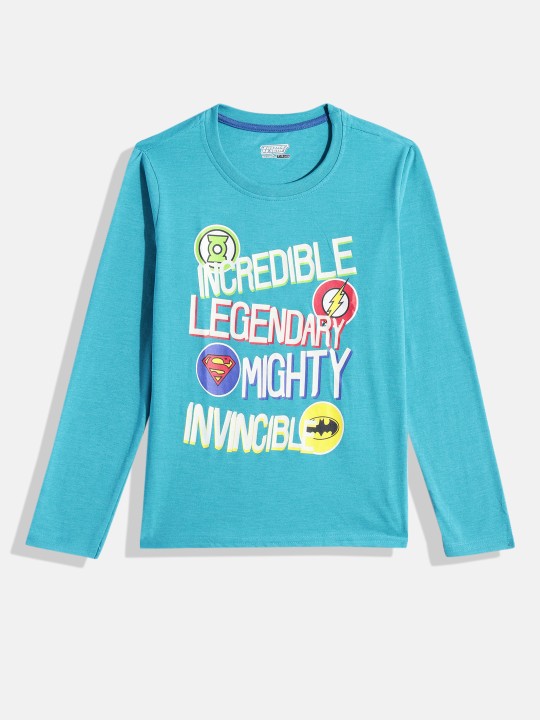 Boys Blue Justice League Superhero Printed T-shirt