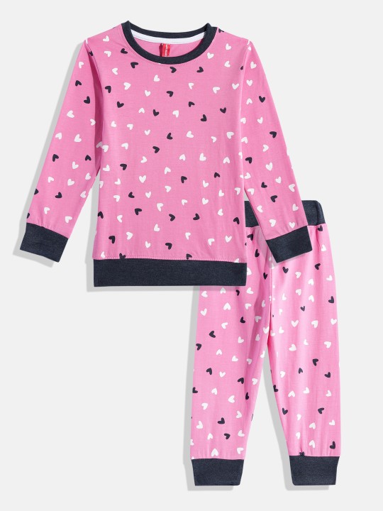 Girls Pure Cotton Printed T-shirt & Joggers