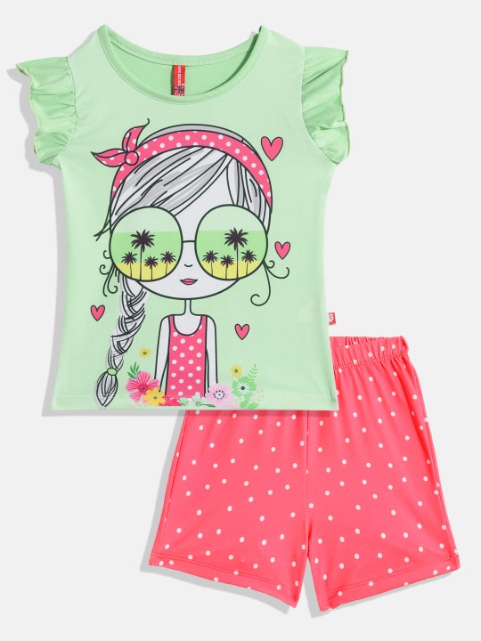 Girls Cotton Printed Top with Shorts