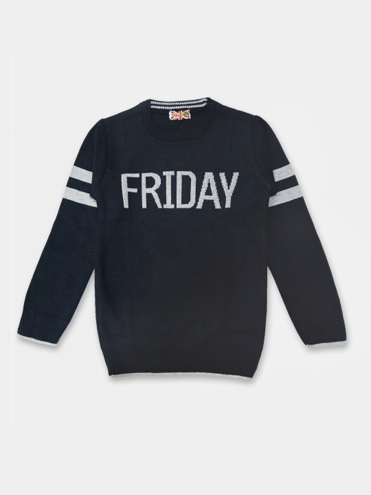 Boys Acrylic Typography Printed Pullover