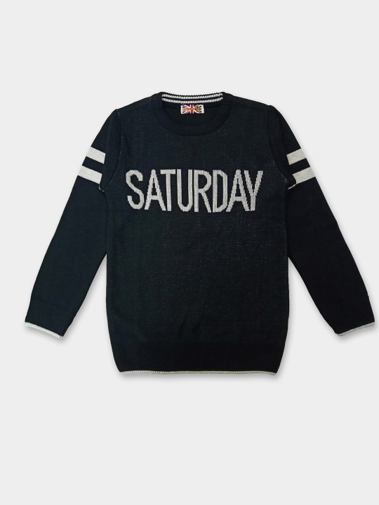 Boys Acrylic Typography Printed Pullover