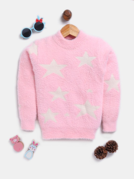 Girls Woollen Pullover with Fuzzy