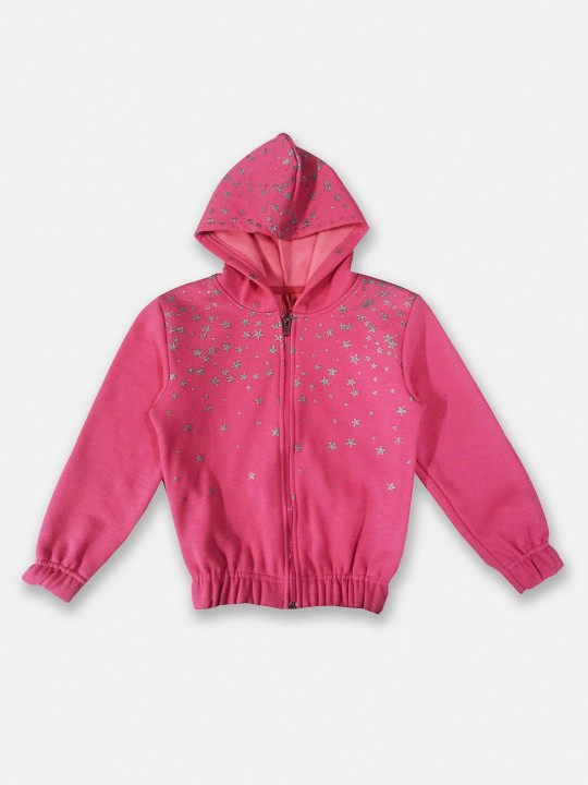 Girls Printed Sparkle Hooded Sweatshirt