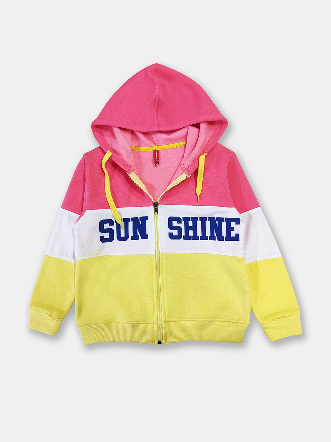 Girls Pink Colourblocked Hooded Cotton Sweatshirt