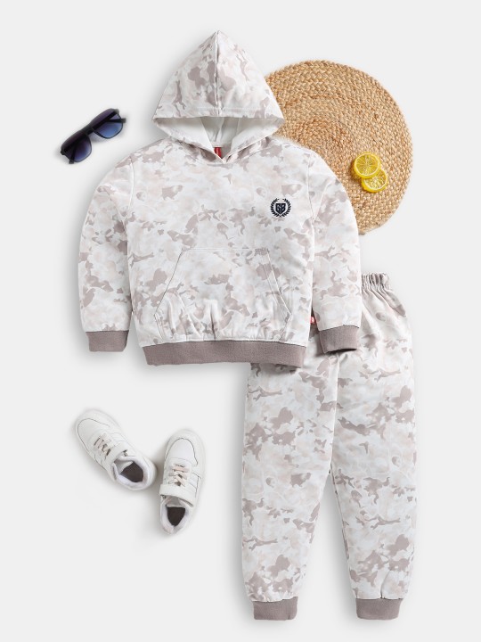 Girls Printed Pure Cotton Sweatshirt With Joggers