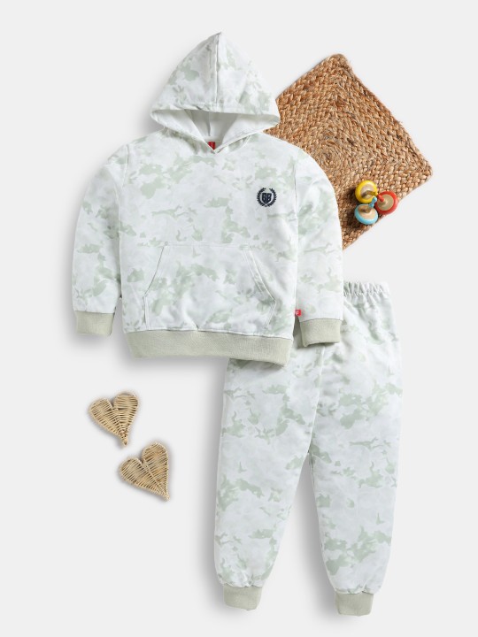 Girls Printed Pure Cotton Sweatshirt With Joggers