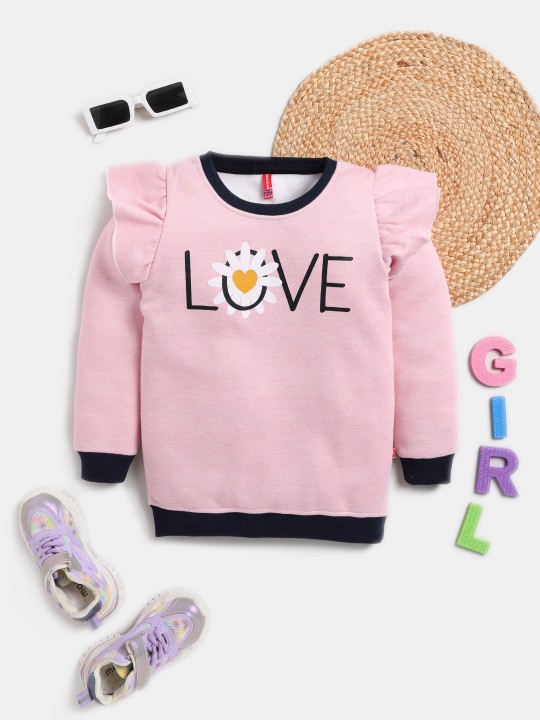 Girls Printed Flutter Sleeve Sweatshirt
