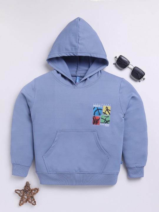 Boys Graphic Printed Pure Cotton Hooded Sweatshirt