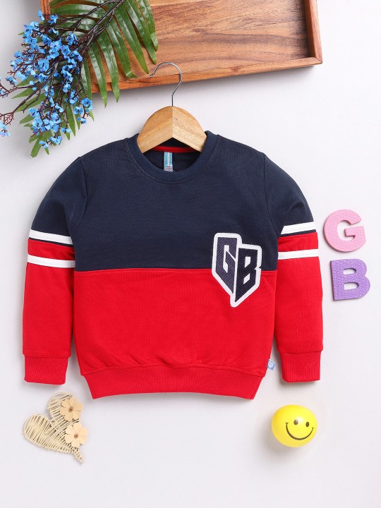 Boys Navy Blue Colourblocked Sweatshirt