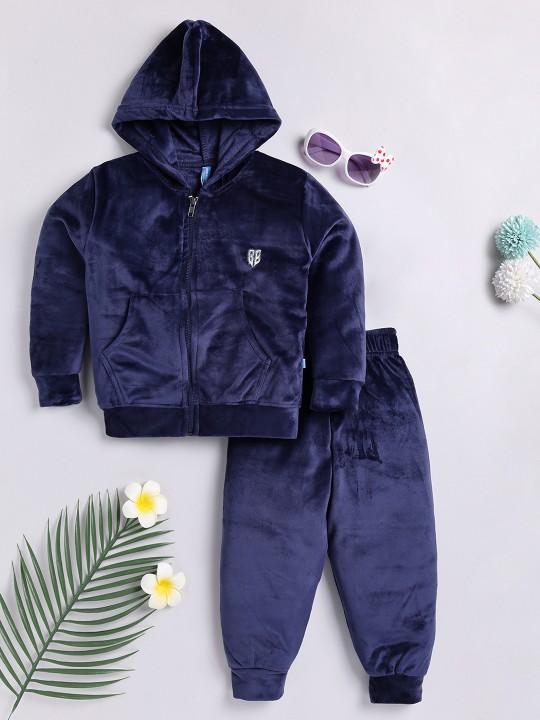 Boys Navy Blue Hooded Sweatshirt & Joggers Set