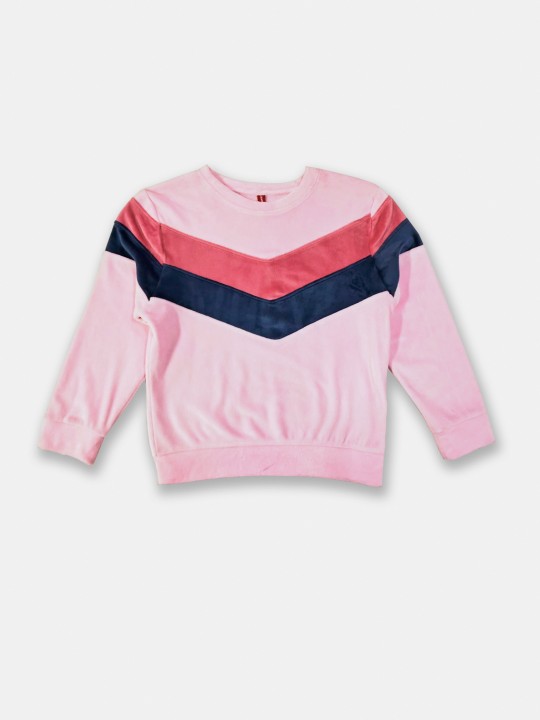 Girls Pink Chevron Striped Sweatshirt