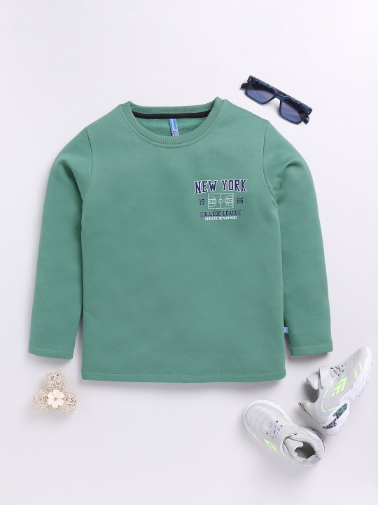 Boys Green Printed Sweatshirt