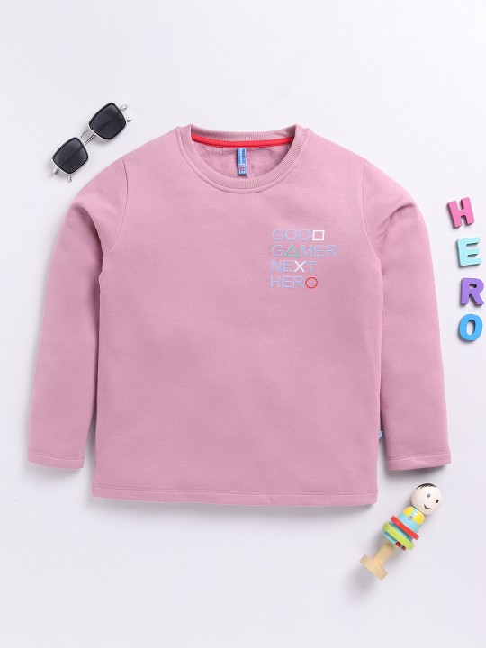Boys Pink Printed Sweatshirt