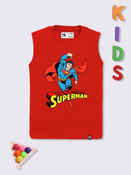 Boys Red Superman Sleeveless T-Shirt
