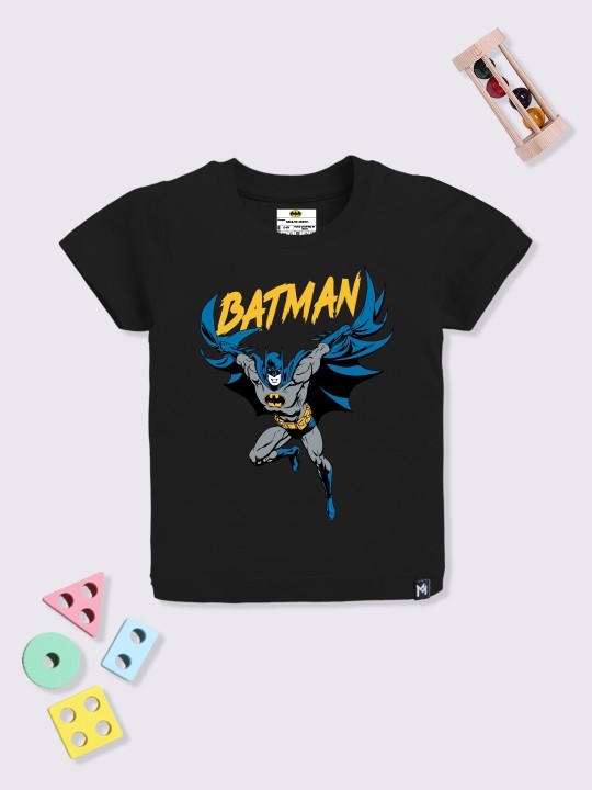 Boys Black Batman Printed Cotton T-Shirt