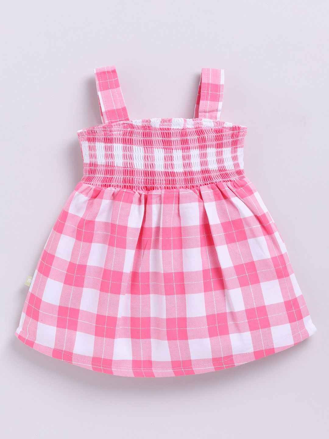 Mom’s Love checkered Printed Pure Cotton Frock And Dress For Infant Girls (Pink, Pack Of 1)