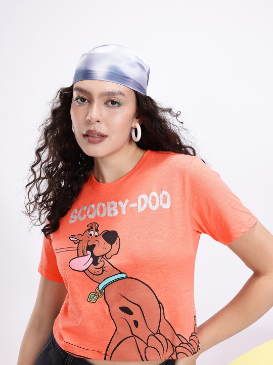 Women’s Orange Scooby-Doo Graphic Crop T-Shirt