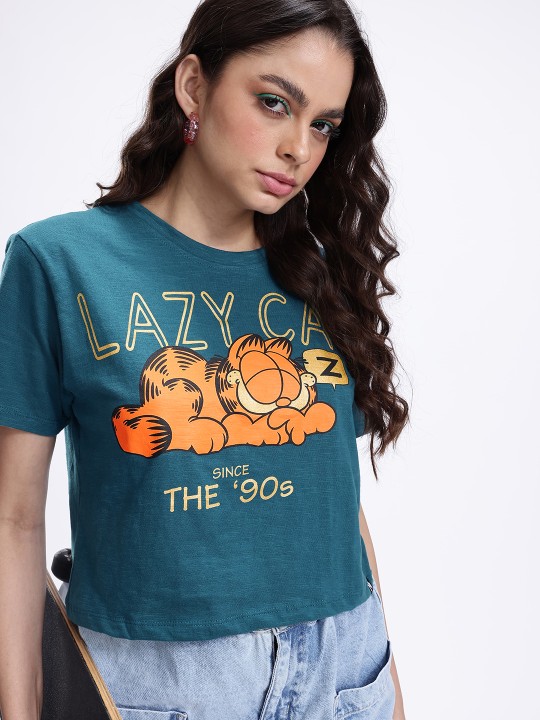 Women’s Teal Blue Garfield Graphic T-Shirt