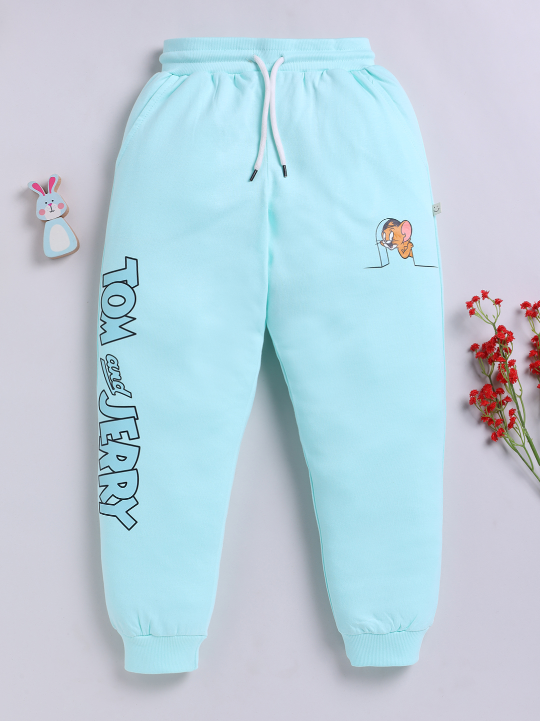 Happy Faces Tom and Jerry Printed  Pure Cotton Joggers For Boys (Green, Pack Of 1)