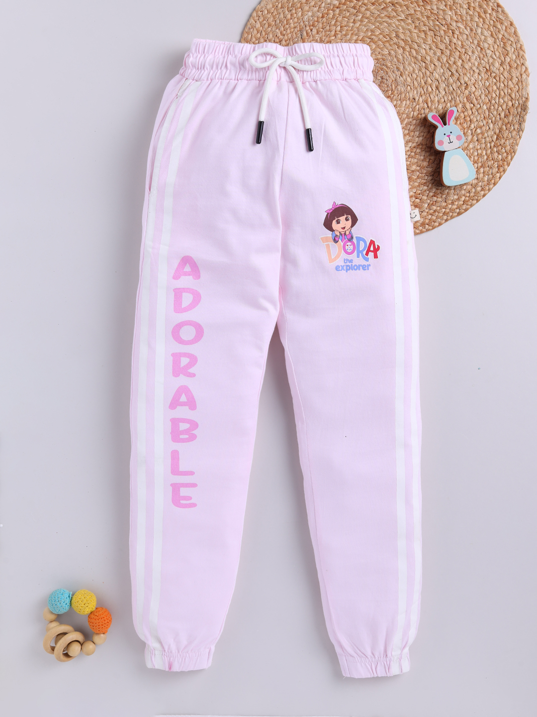 Happy Faces Dora Printed  Pure Cotton Pyjama For Girls (Mauve, Pack Of 1)