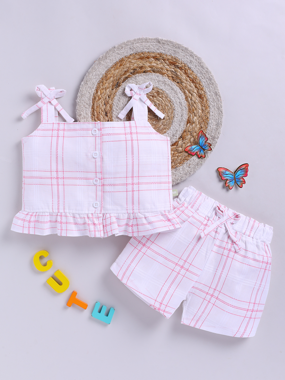 Mom’s Love Checkered Printed Pure Cotton Frock And Dress For Infant Girls (Pink, Pack Of 1)