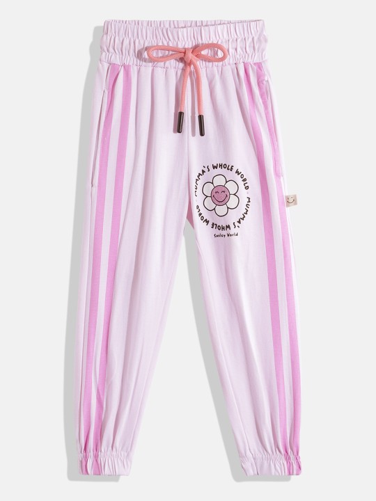 Happy Faces Smiley World Printed  Pure Cotton Pyjama For Girls (Pink, Pack Of 1)