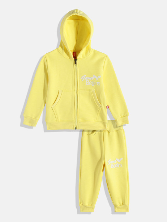 Girls Pure Cotton Hooded Sweatshirt with Joggers