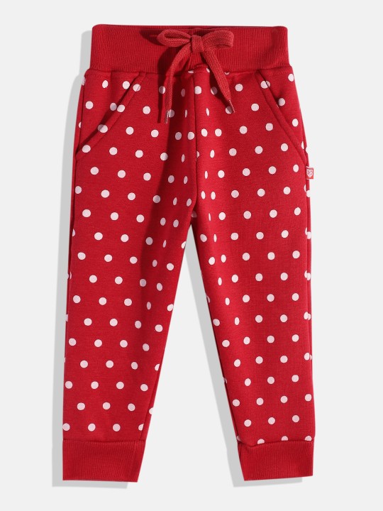 Girls Pure Cotton Polka Dots Printed Joggers