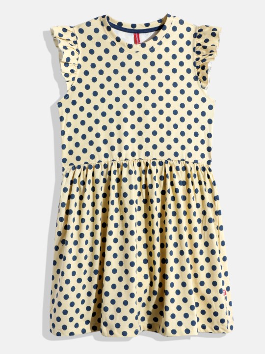 Polka Dot Printed Fit & Flare Dress