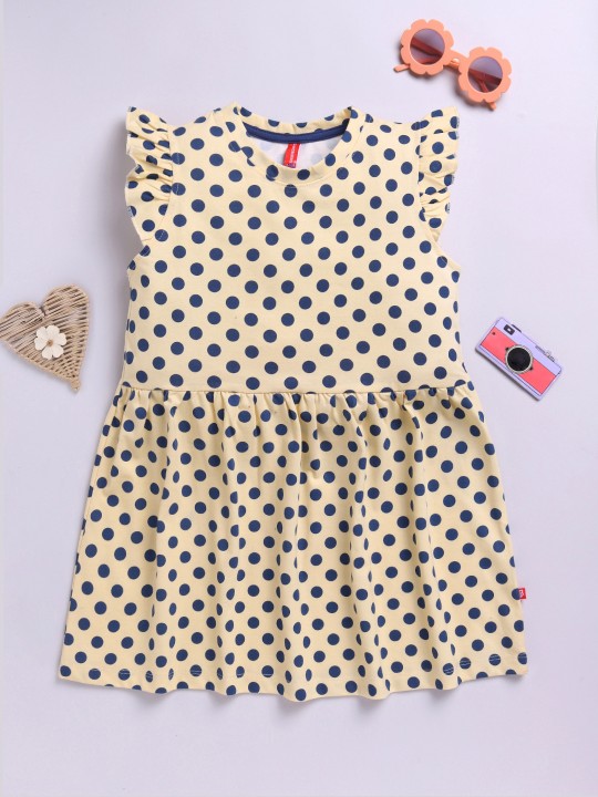 Girls Polka Dot Print Fit &; Flare Dress