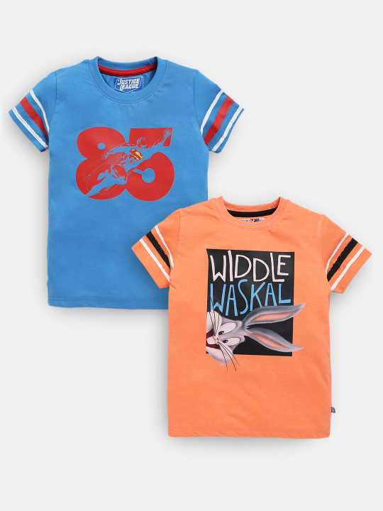 Boys Assorted Pack Of 2 Printed Pure Cotton T-shirts