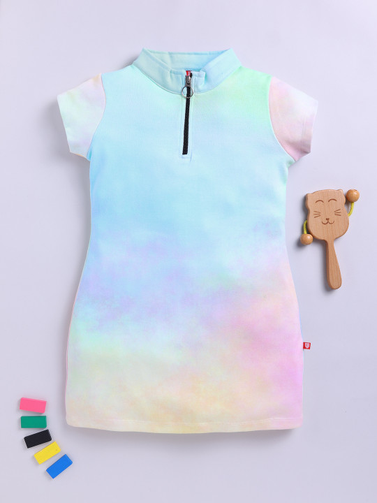 Girls Green Abstract Print Bodycon Dress