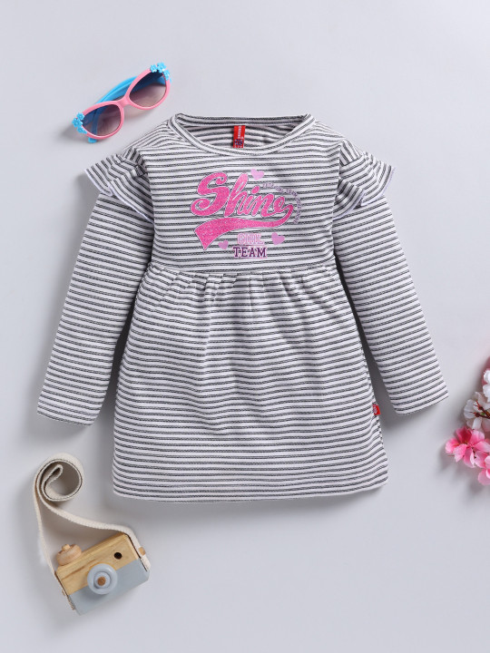 Girls Black and Pink Striped Empire Dress