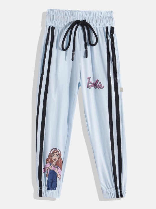 Happy Faces Barbie Printed  Pure Cotton Pyjama For Girls (Blue, Pack Of 1)